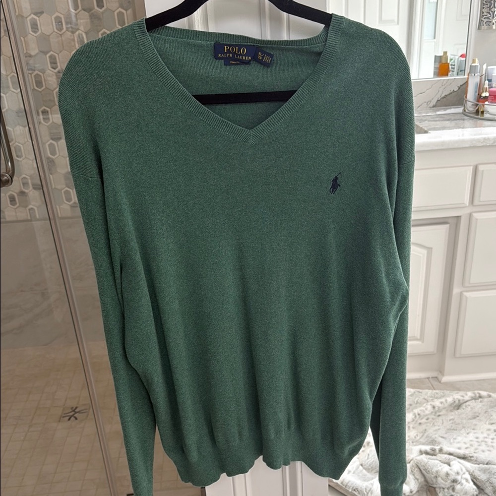 Polo by Ralph Lauren Men's XL Forest Green V-Neck Sweater